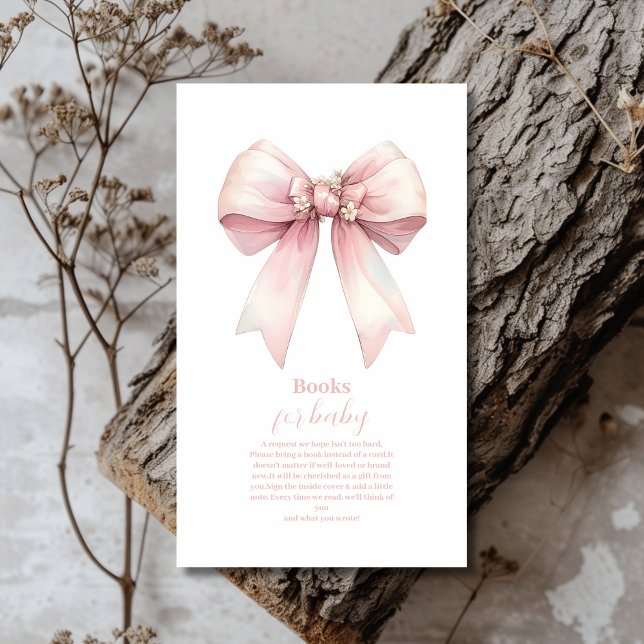 Tarjeta De Recepción Chica de Bow Rosa: Libros Baby Shower para bebé (Subido por el creador)