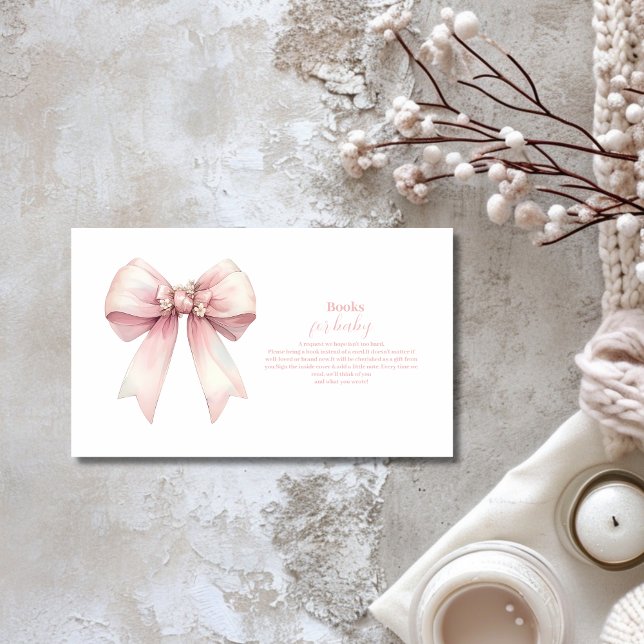 Tarjeta De Recepción Chica de Bow Rosa: Libros Baby Shower para bebé (Subido por el creador)