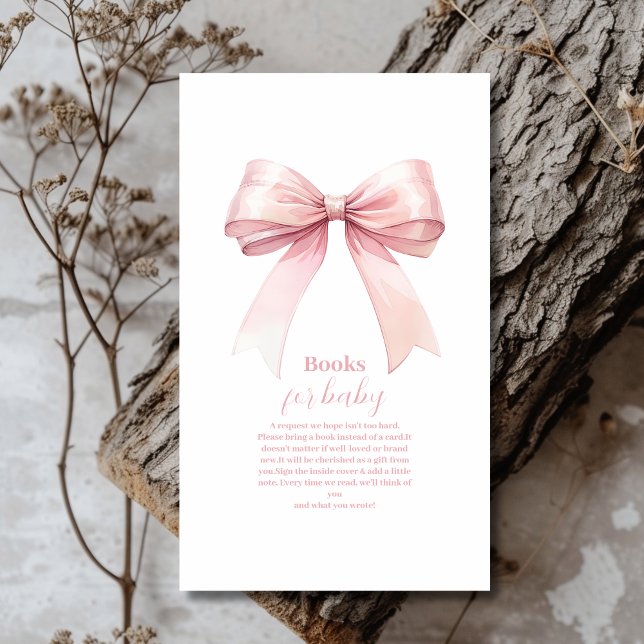 Tarjeta De Recepción Chica de Bow Rosa: Libros Baby Shower para bebé (Subido por el creador)