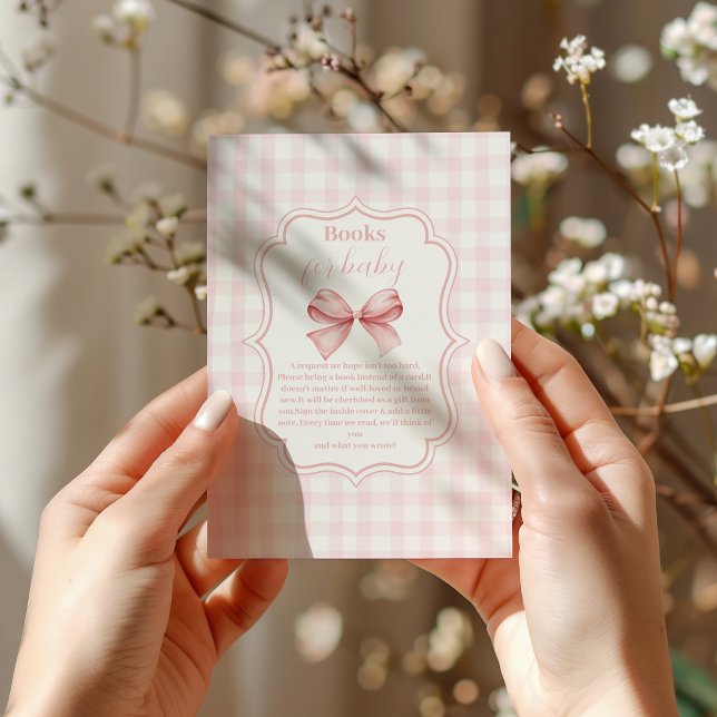 Tarjeta De Recepción Chica de Bow Rosa: Libros Baby Shower para bebé (Subido por el creador)