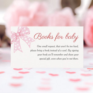 Tarjeta De Recepción Chica de Bow Rosa: Libros Baby Shower para bebé