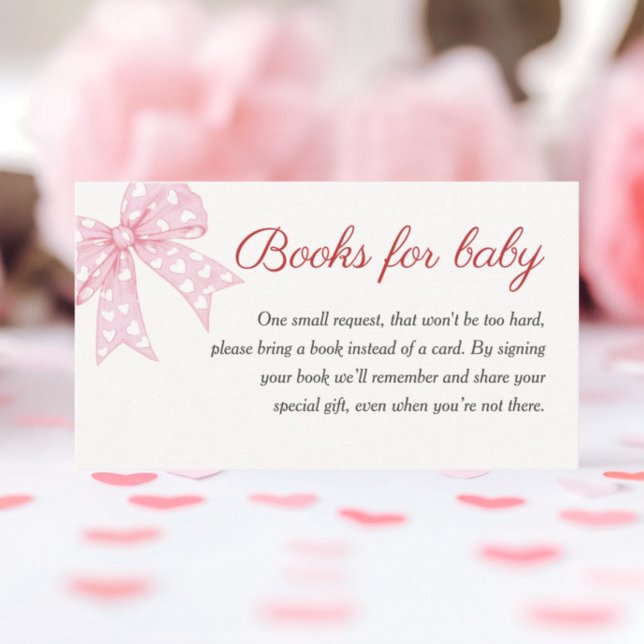 Tarjeta De Recepción Chica de Bow Rosa: Libros Baby Shower para bebé (Subido por el creador)