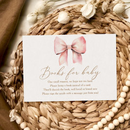 Tarjeta De Recepción Chica De Bow Rosado Libros Baby Shower Para Bebé
