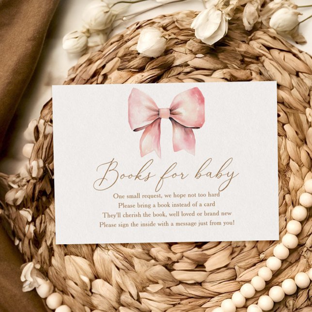Tarjeta De Recepción Chica De Bow Rosado Libros Baby Shower Para Bebé (Subido por el creador)