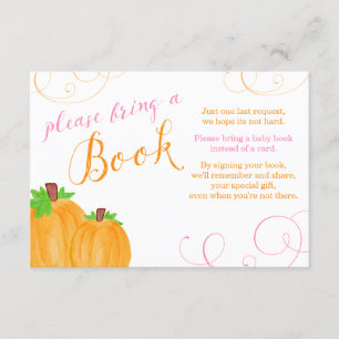 Tarjeta De Recepción Chica de calabaza acuática Baby Shower Trae un lib