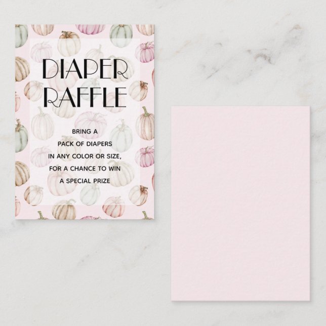 Tarjeta De Recepción Chica de calabaza rosa Baby Diaper Raffle (Anverso / Reverso)