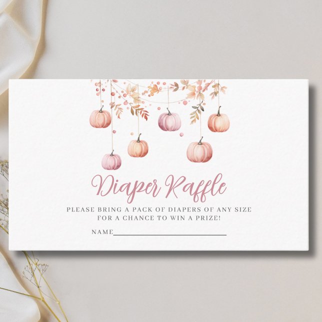Tarjeta De Recepción Chica de calabaza rosa Diaper Raffle Baby Shower (Subido por el creador)