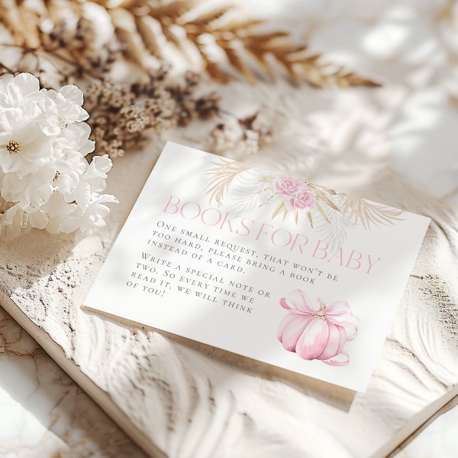 Tarjeta De Recepción Chica de calabaza rosa Floral Bow Baby Shower Book (Subido por el creador)