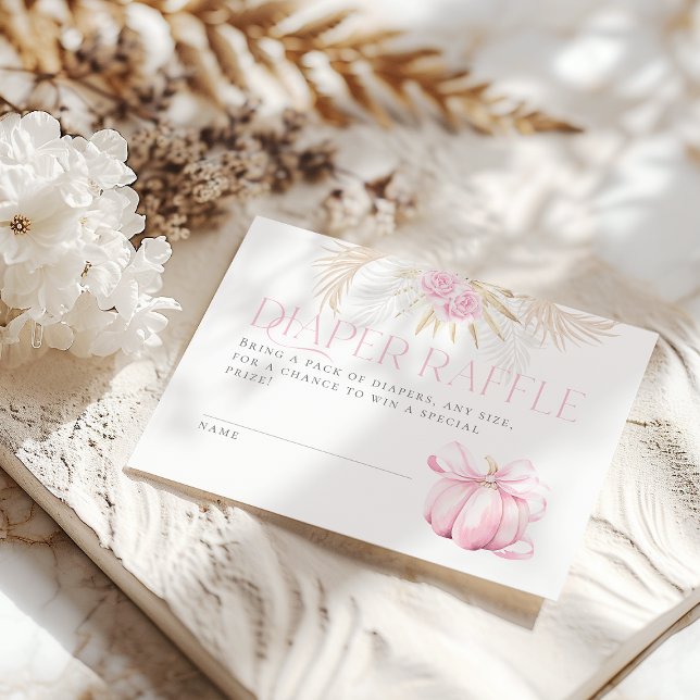 Tarjeta De Recepción Chica de calabaza rosa Floral Bow Baby Shower Diap (Subido por el creador)