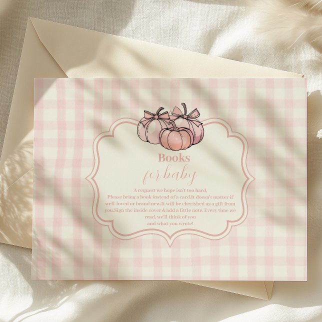 Tarjeta De Recepción Chica de calabaza rosada en libros Baby Shower par (Subido por el creador)