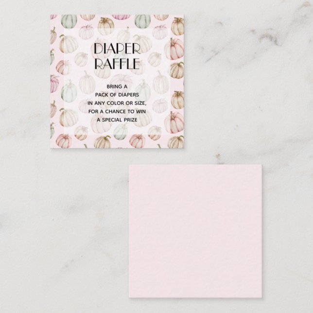 Tarjeta De Recepción Chica de calabazas rosadas Baby Diaper Raffle (Anverso / Reverso)