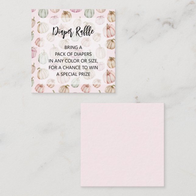 Tarjeta De Recepción Chica de calabazas rosadas Baby Diaper Raffle (Anverso / Reverso)