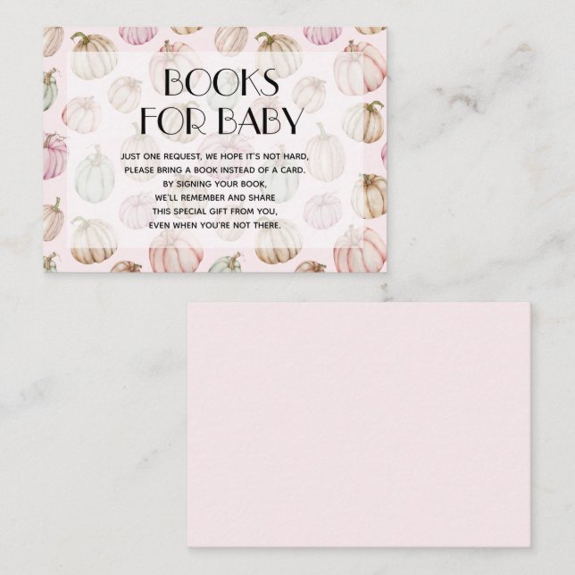 Tarjeta De Recepción Chica de calabazas rosadas Solicitud de libro para (Anverso / Reverso)