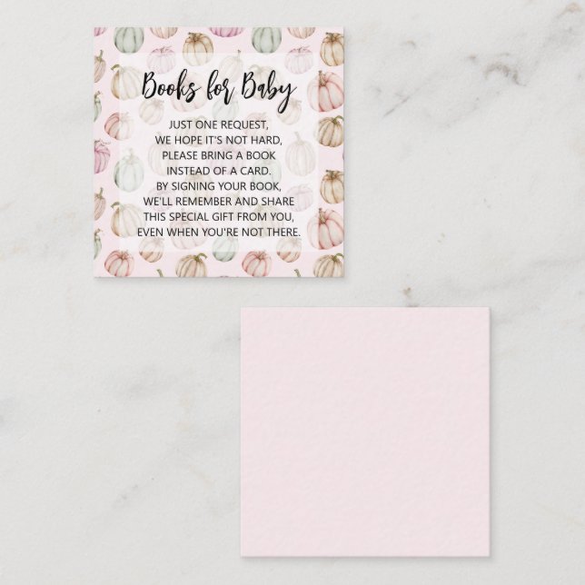 Tarjeta De Recepción Chica de calabazas rosadas Solicitud de libro para (Anverso / Reverso)