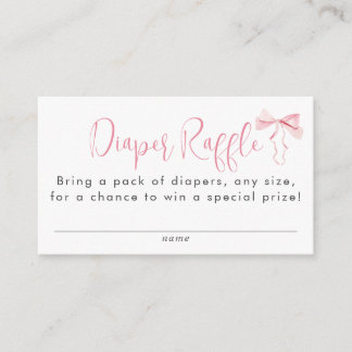 Tarjeta De Recepción Chica de cinta rosada Baby Shower Diaper Raffle