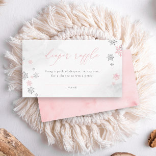 Tarjeta De Recepción Chica de copos de nieve Baby Shower Diaper Raffle
