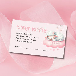 Tarjeta De Recepción Chica de cordero rosa Baby Shower Diaper Raffle