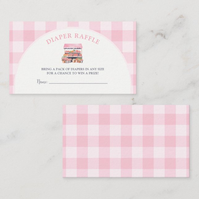 Tarjeta De Recepción Chica de crecimiento local Baby Shower Diaper Raff (Anverso / Reverso)