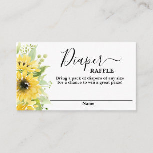 Tarjeta De Recepción Chica de ducha de bebé girasol Diaper Raffle Card
