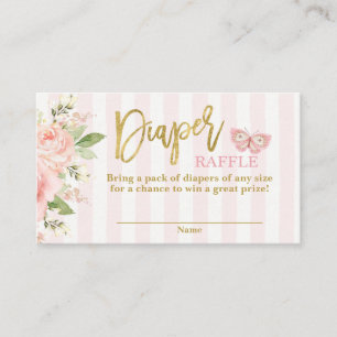 Tarjeta De Recepción Chica de ducha de bebé mariposa Diaper Raffle