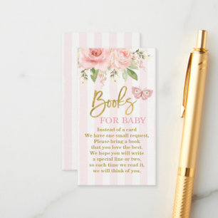 Tarjeta De Recepción Chica de ducha de bebé rosa mariposa trae un libro