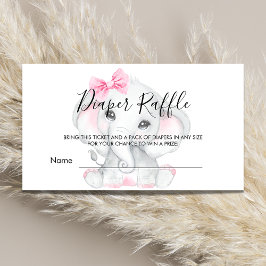Tarjeta De Recepción Chica de elefante blanco rosa ducha de bebé rifa d