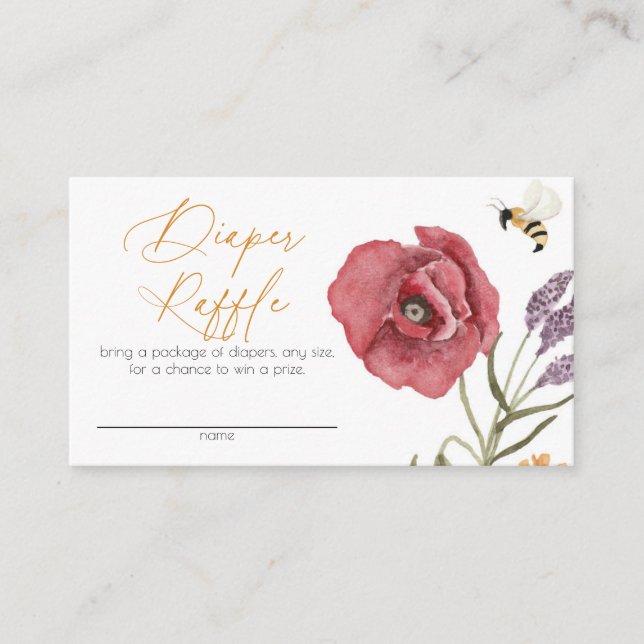 Tarjeta De Recepción Chica de flores silvestres acuarela Diaper Raffle  (Anverso)