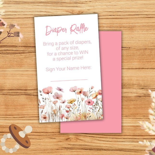 Tarjeta De Recepción Chica de flores silvestres rosadas Baby Shower Dia (Subido por el creador)