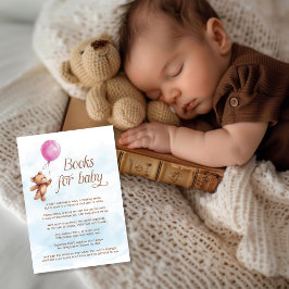 Tarjeta De Recepción Chica de globos rosados Teddy Bear Boys para bebé