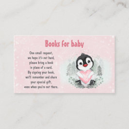 Tarjeta De Recepción Chica de invierno pingüino Baby Shower Libros para