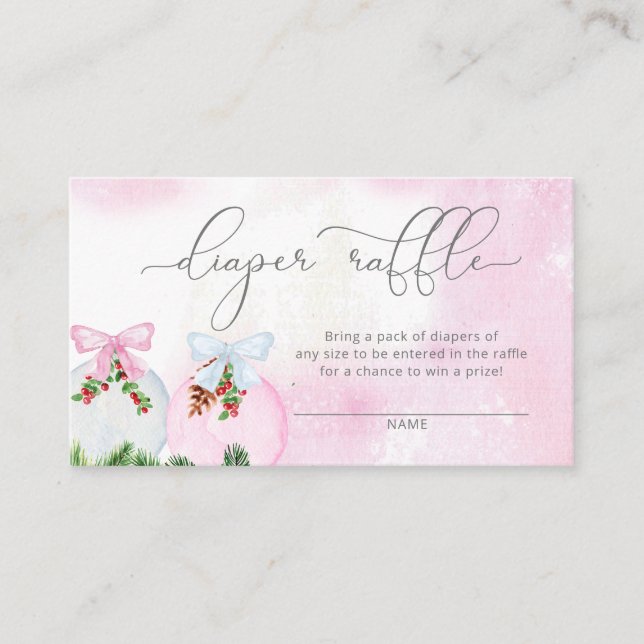 Tarjeta De Recepción Chica de invierno rifa de pañales para la ducha de (Anverso)