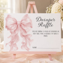 Chica de lazo rosa Baby Shower Rifa de pañales