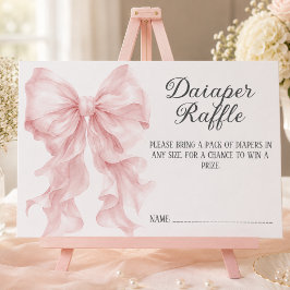 Tarjeta De Recepción Chica de lazo rosa Baby Shower Rifa de pañales