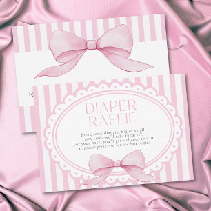 Tarjeta De Recepción Chica de lazo rosa Coquette Diaper de baby shower