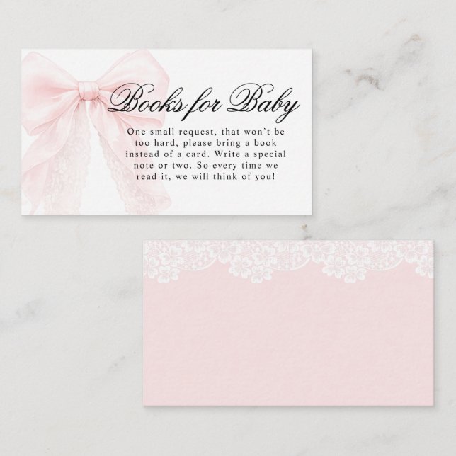 Tarjeta De Recepción Chica de lazo rosa Fiesta moderna de bebé  (Anverso / Reverso)