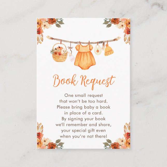 Tarjeta De Recepción Chica de línea de ropa de otoño solicitud de libro (Anverso)