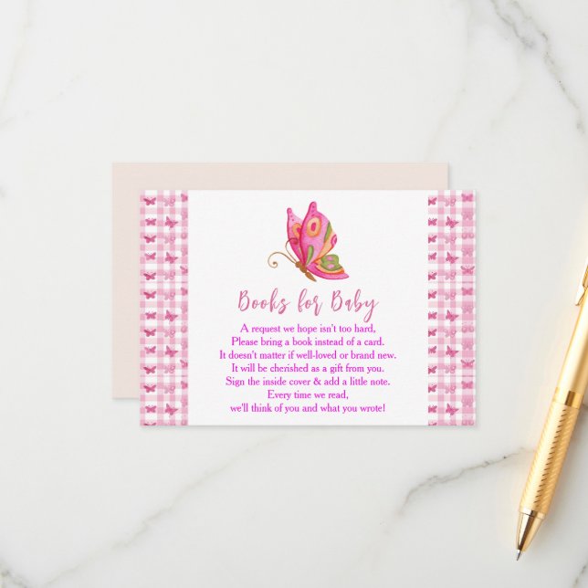 Tarjeta De Recepción Chica de mariposa elegante morada de oro rosa (Anverso/Reverso In Situ)