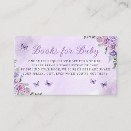 Tarjeta De Recepción Chica de mariposa morada acuarela  libros para beb