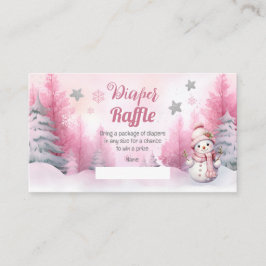 Tarjeta De Recepción Chica de Nieve Rosada Baby Shower Diaper Raffle