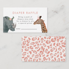 Tarjeta De Recepción Chica de Safari Baby Shower Diaper Raffle Ticket