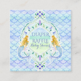 Tarjeta De Recepción Chica de Sirena Baby Shower Diaper Raffle Watercol