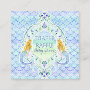 Tarjeta De Recepción Chica de Sirena Baby Shower Diaper Raffle Watercol