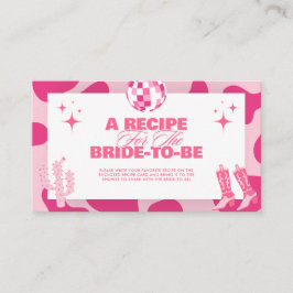 Tarjeta De Recepción Chica de vaca rosa, ducha de novia, comparte recet