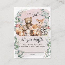 Tarjeta De Recepción Chica de vegetación de animales de bosque de Cute