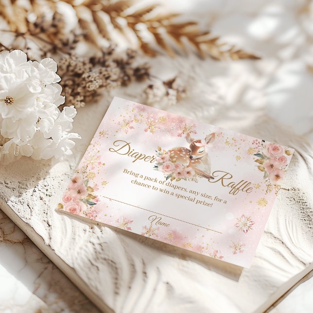 Tarjeta De Recepción Chica de venado de invierno rosa Baby Shower Diape (Subido por el creador)