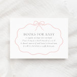 Tarjeta De Recepción Chica de Vintage Pink Bow en Baby Shower Libros pa<br><div class="desc">Invite a sus amigos y familiares a que traigan un libro para bebés con esta elegante tarjeta de alojamiento con motivos de la proa azul.</div>