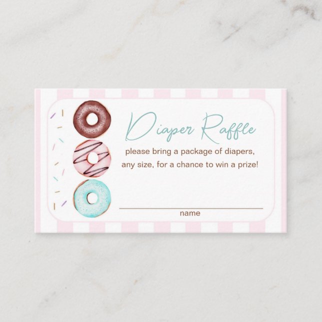 Tarjeta De Recepción Chica Donut Baby Shower Diaper Raffle (Anverso)