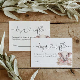 Tarjeta De Recepción Chica elefante Boho Baby Shower Diaper Raffle