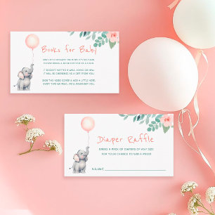 Tarjeta De Recepción Chica elefante lindo Baby Shower Libros para bebé