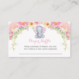 Tarjeta De Recepción Chica Elephant Baby Shower Diaper Raffle Card
